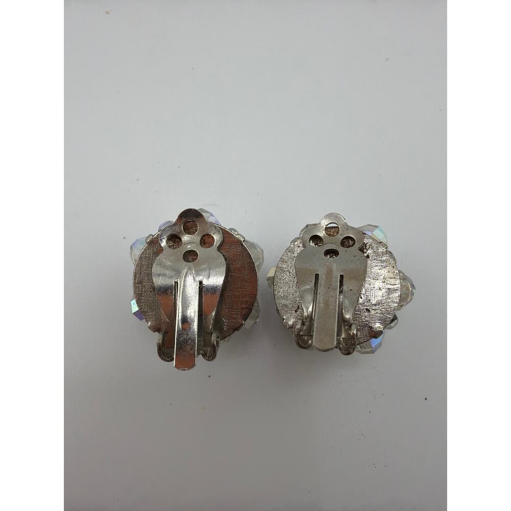 Vintage Fabiola AB Crystal Cluster Clip On Earrings - Picture 3 of 4
